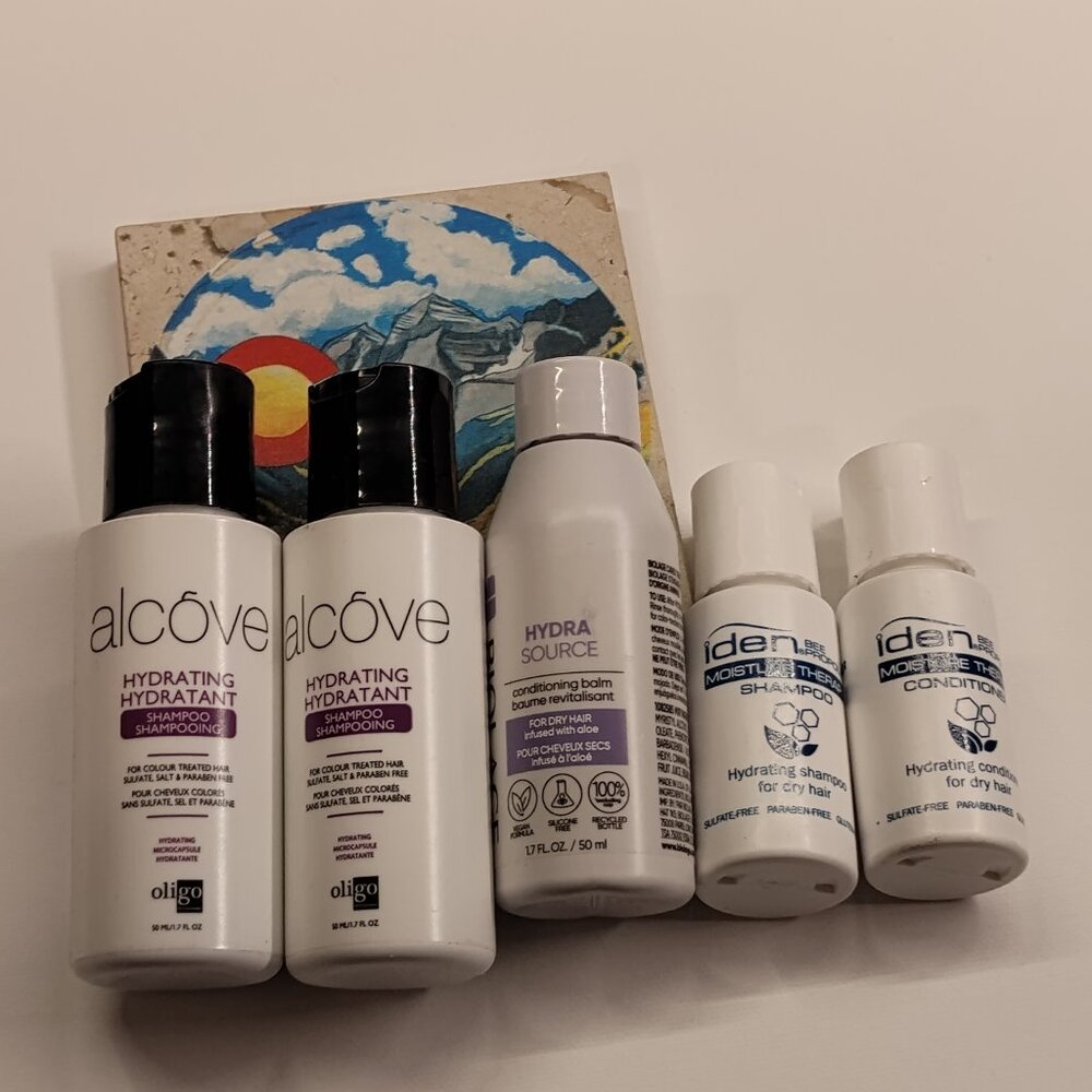 5pc Alcove Hydrating Shampoo, Biolage Hydra Source, Iden Moisture Therapy Bundle
